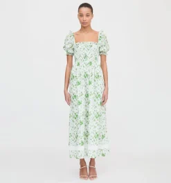 The Scarlett Nap Dress in Green Sweet Peas