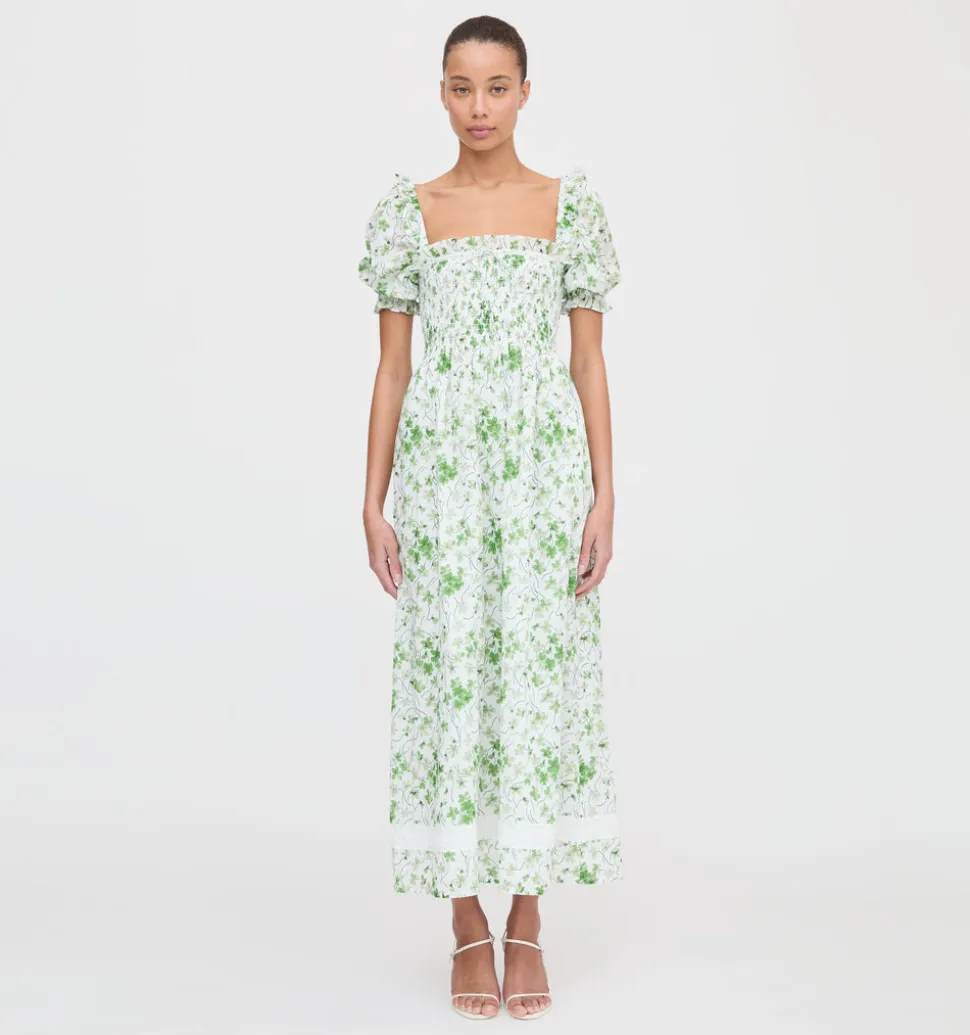 The Scarlett Nap Dress in Green Sweet Peas