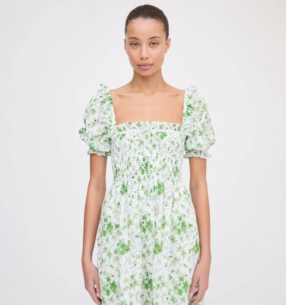 The Scarlett Nap Dress in Green Sweet Peas