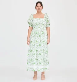 The Scarlett Nap Dress in Green Sweet Peas