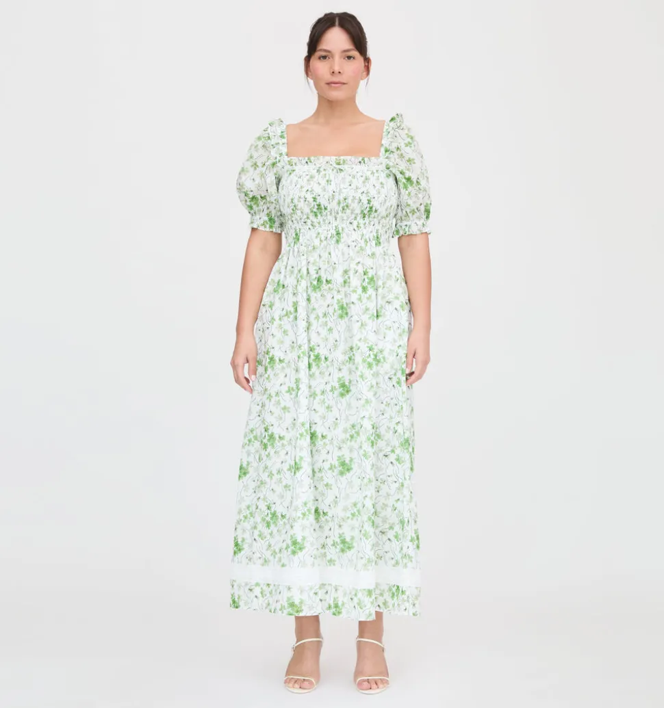 The Scarlett Nap Dress in Green Sweet Peas