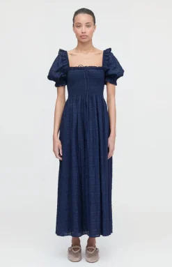 The Scarlett Nap Dress in Navy Sheer Plaid