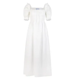 The Scarlett Nap Dress in White Linear Swiss Dot