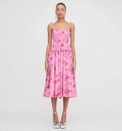 The Seraphina Midi Nap Dress in Pink Sweet Peas