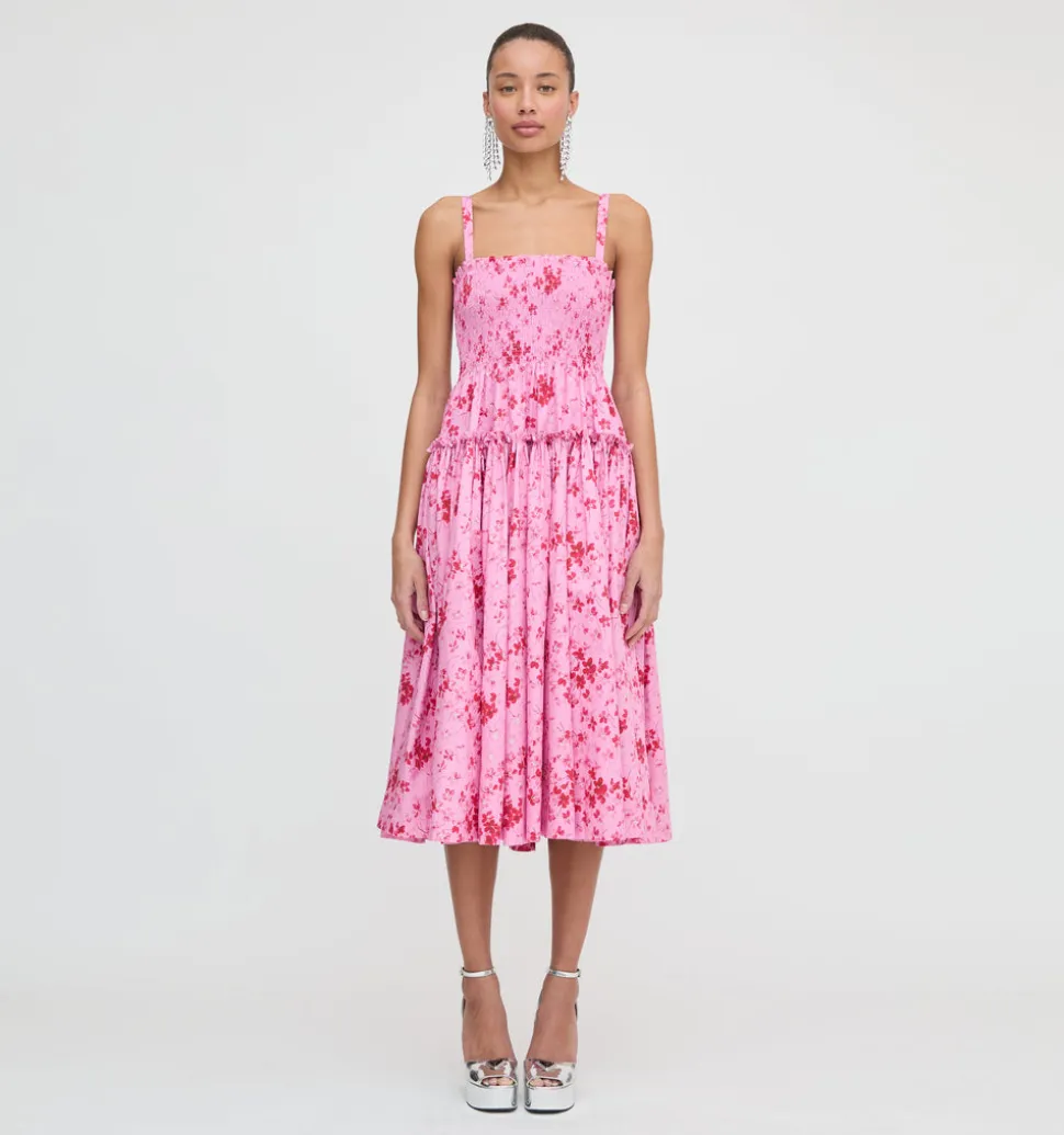 The Seraphina Midi Nap Dress in Pink Sweet Peas