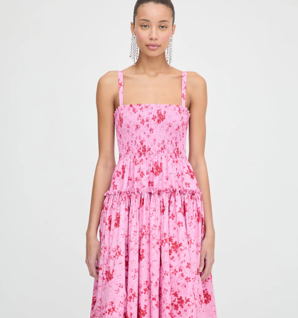 The Seraphina Midi Nap Dress in Pink Sweet Peas