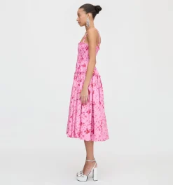 The Seraphina Midi Nap Dress in Pink Sweet Peas