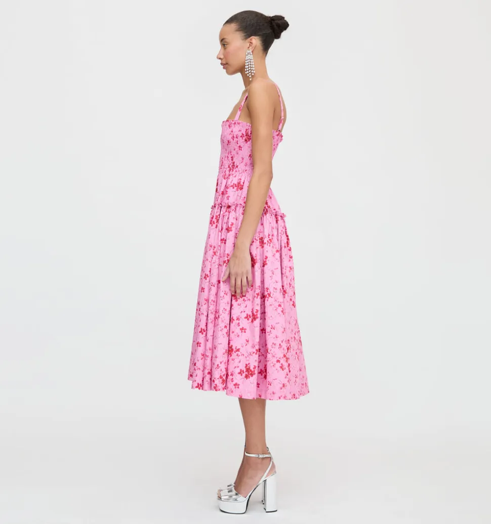 The Seraphina Midi Nap Dress in Pink Sweet Peas