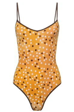 The Shea One Piece in Marigold Ikat Dot