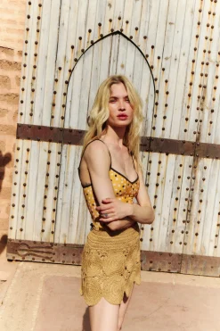 The Shea One Piece in Marigold Ikat Dot
