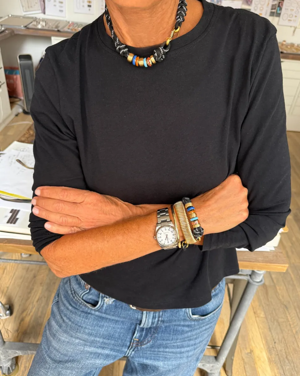 The Super Size Happy Cord Necklace in Black