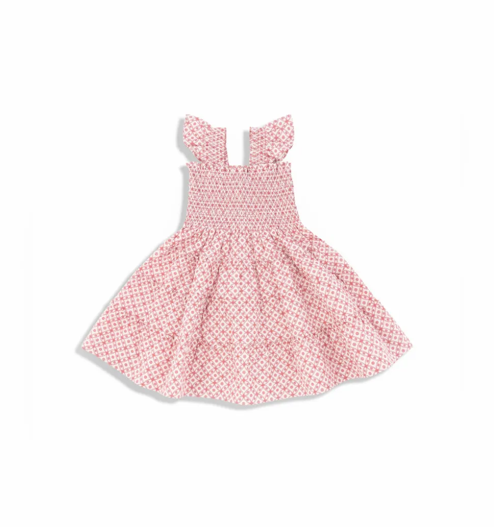 The Tiny Ellie Nap Dress in Rose Circular Lattice