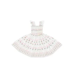 The Tiny Ellie Nap Dress in White Trailing Fern