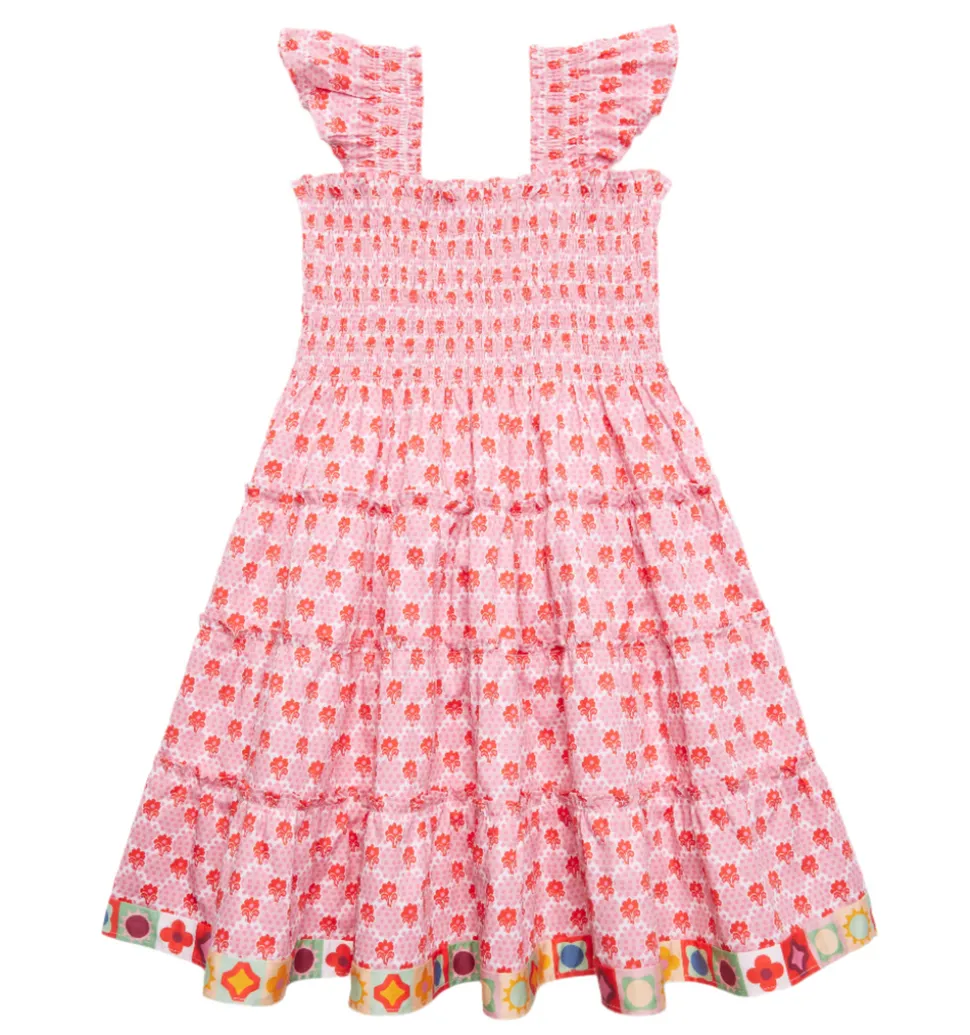 The Tiny Ellie Nap Dress in Pink Cala Check
