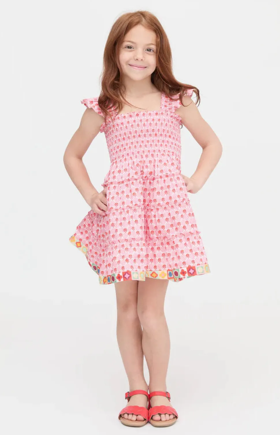 The Tiny Ellie Nap Dress in Pink Cala Check