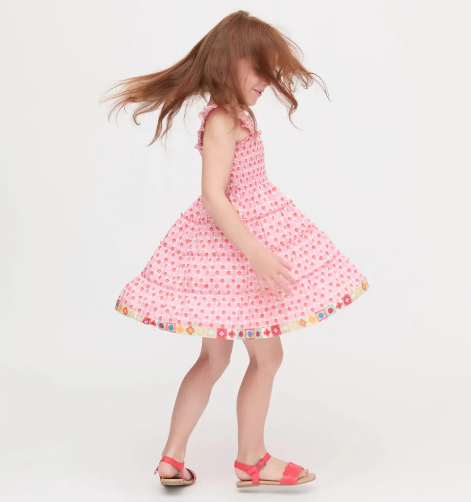 The Tiny Ellie Nap Dress in Pink Cala Check