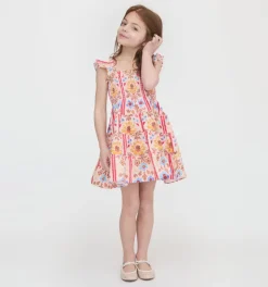 The Tiny Ellie Nap Dress in Pink Floral Block Stripe