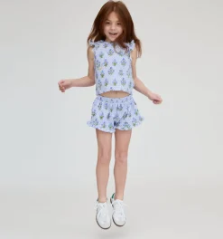 The Tiny Lala Short Set in Blue Block Print
