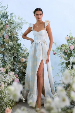 The Veronica Dress in Sky Windsor Brocade