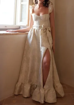 The Veronica Dress in Taupe Windsor Brocade