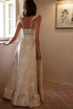 The Veronica Dress in Taupe Windsor Brocade