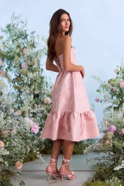 The Virginia Dress in Light Pink Windsor Brocade