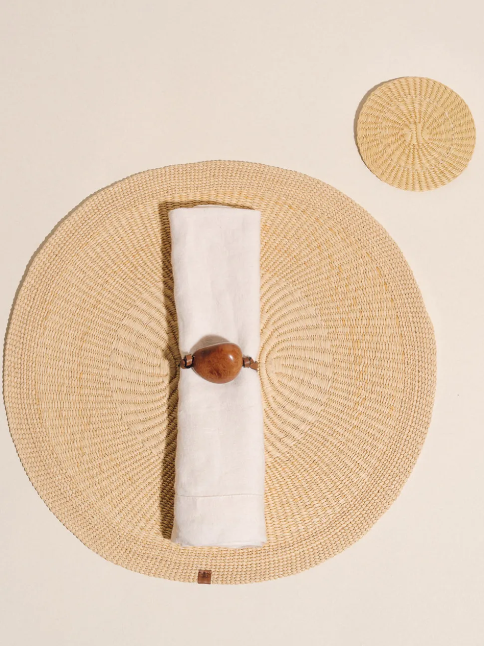 The Woven Coaster in Sand, Set of 4