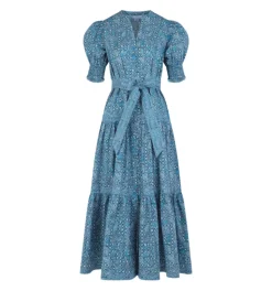 The Yara Dress - Navy Calico Trellis