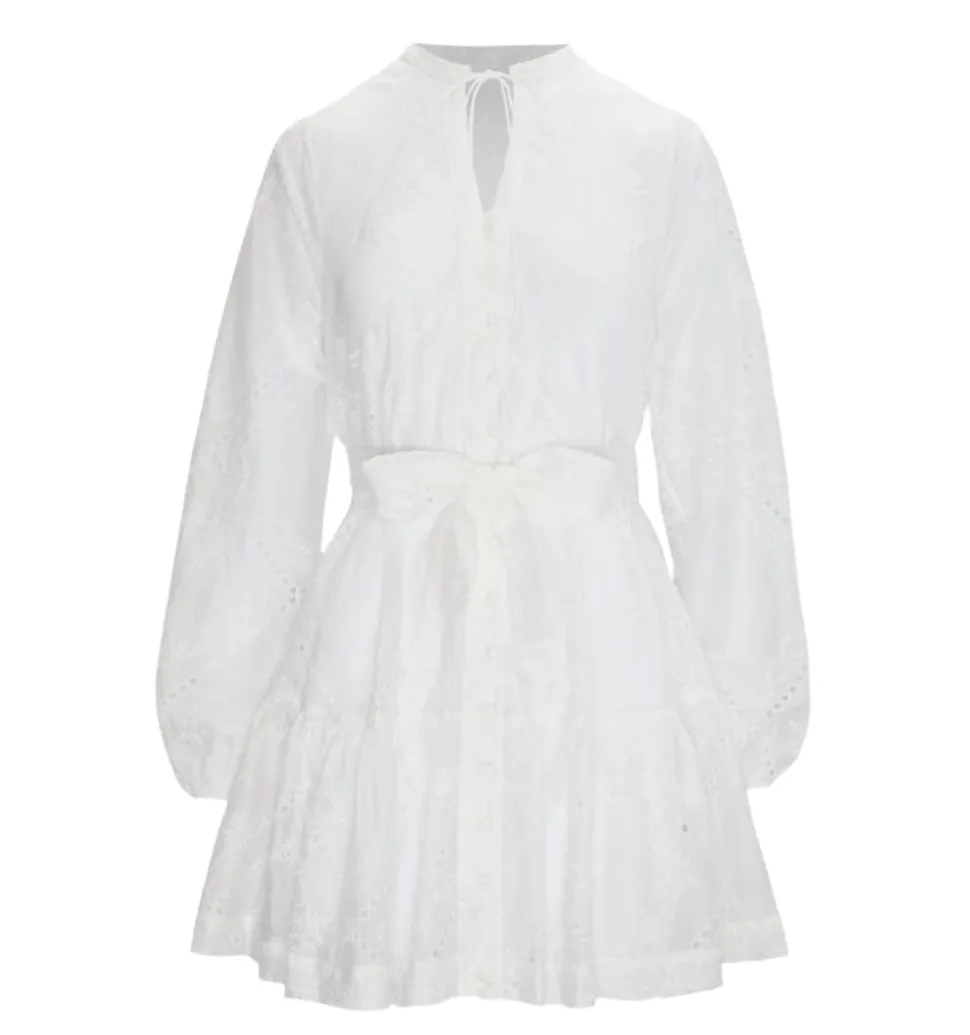 The Yara Mini Dress in White Patchwork Organza