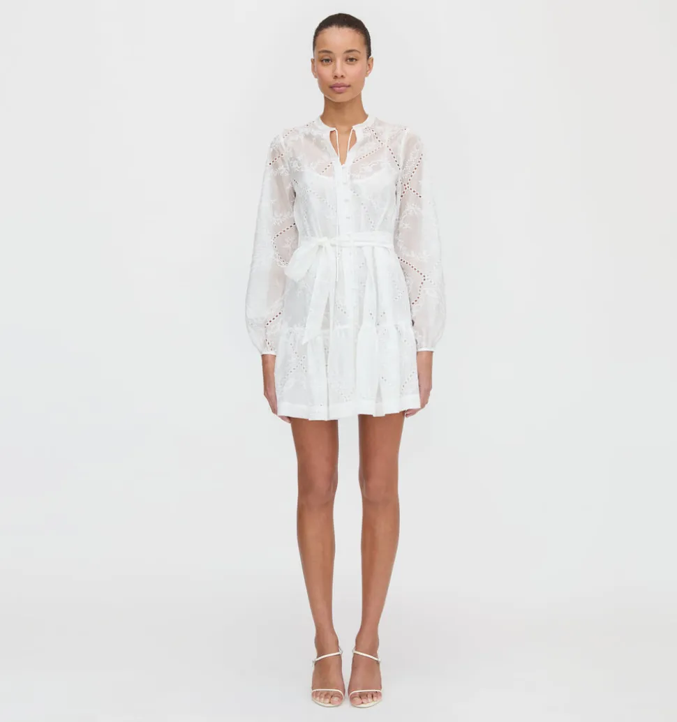 The Yara Mini Dress in White Patchwork Organza