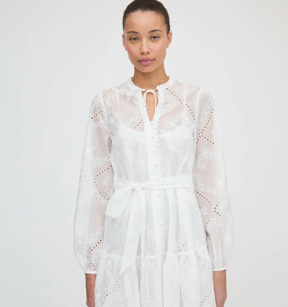 The Yara Mini Dress in White Patchwork Organza