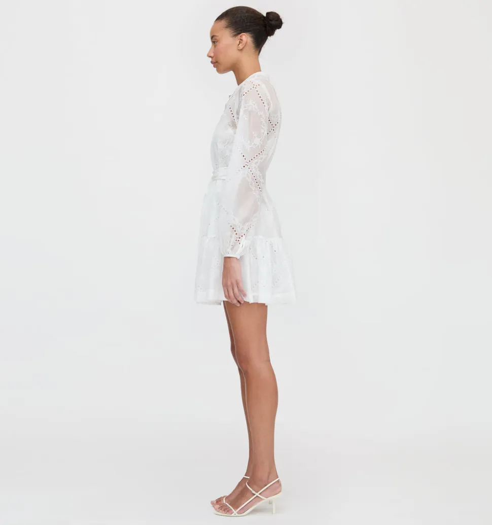 The Yara Mini Dress in White Patchwork Organza