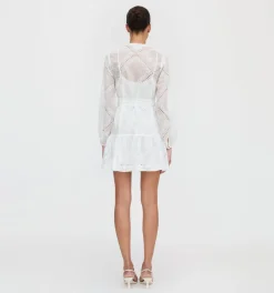The Yara Mini Dress in White Patchwork Organza