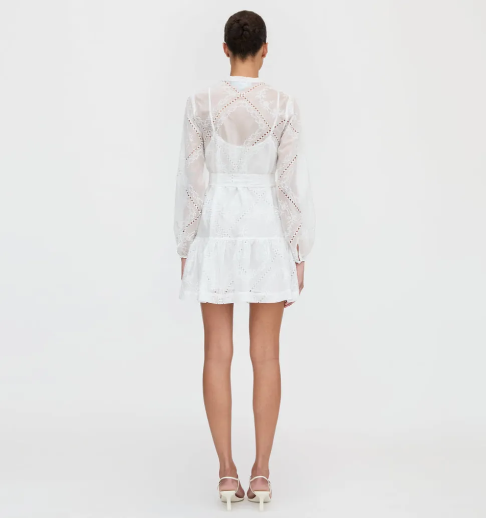 The Yara Mini Dress in White Patchwork Organza