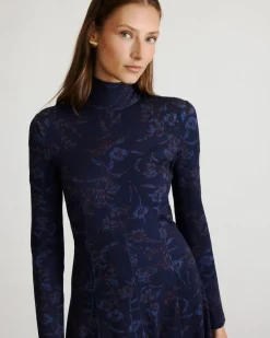 Thea Dress in Maritime Blue & Mahogany Multi