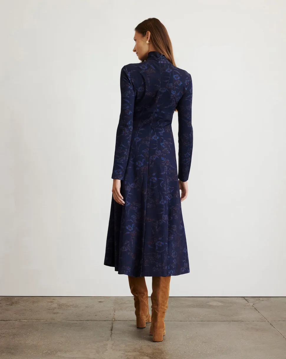 Thea Dress in Maritime Blue & Mahogany Multi