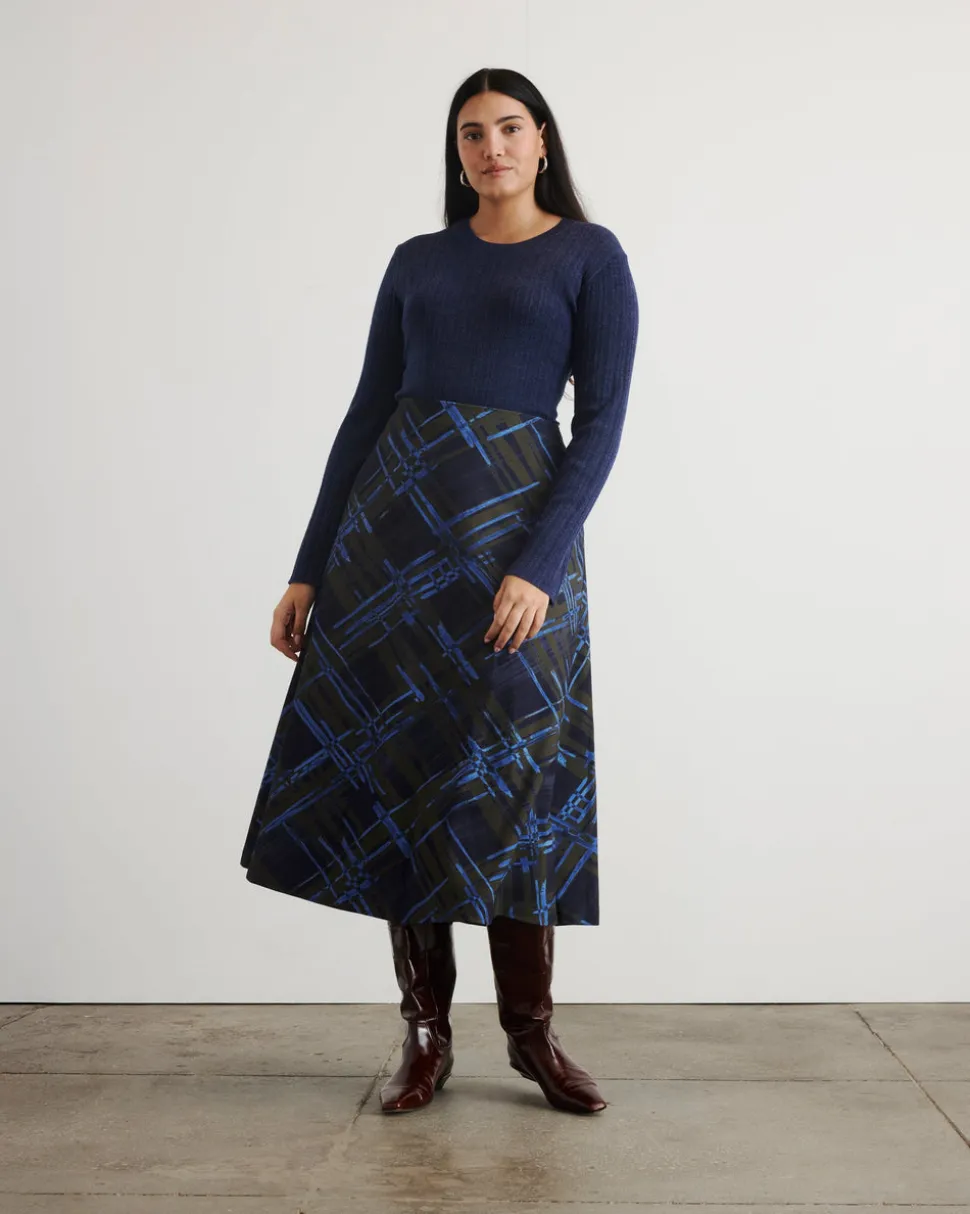 Thea Skirt in Maritime Blue & Army Multi