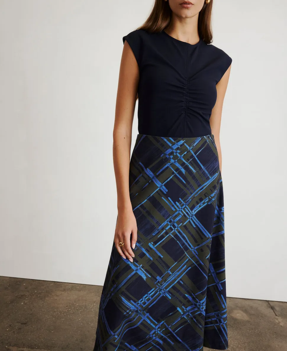 Thea Skirt in Maritime Blue & Army Multi