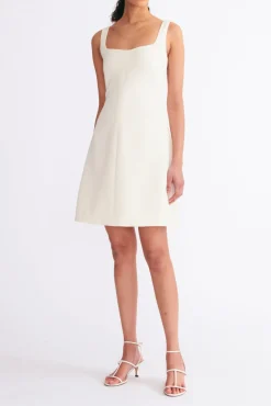Theoni Dress in Ivory Double Crepe