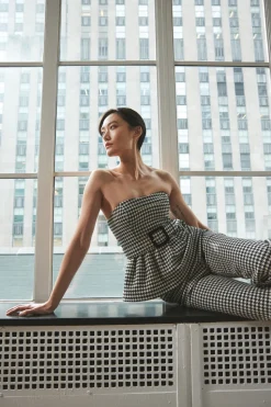 Tilda Top in Houndstooth Black & White