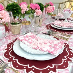 Toile de Jouy Birds Pink Tablecloth
