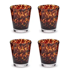Tortoise Print Double Old Fashion Glass