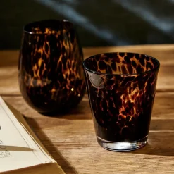 Tortoise Print Double Old Fashion Glass