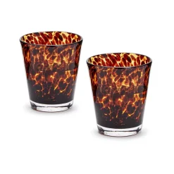 Tortoise Print Double Old Fashion Glass