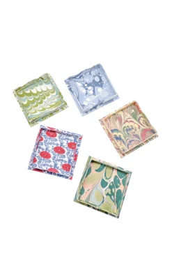 Trinket Cocktail Napkin Tray in Robin Blue Marbling