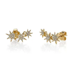 Triple Star Earrings with White Pavé Diamonds