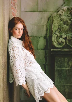 Trish Shorts in White Embroidered Eyelet