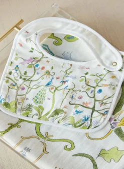 Tropical Chinoiserie Shawl Blanket & Bib Set
