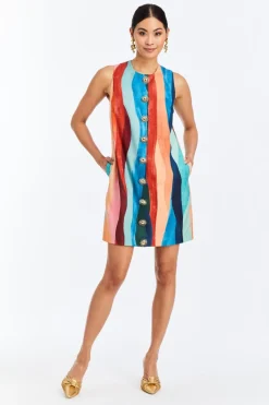 Tuesday Shift Mini Dress in Abstract Autumn