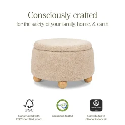 Tuffet Storage Ottoman in Chai Shearling with Honey Ball Feet